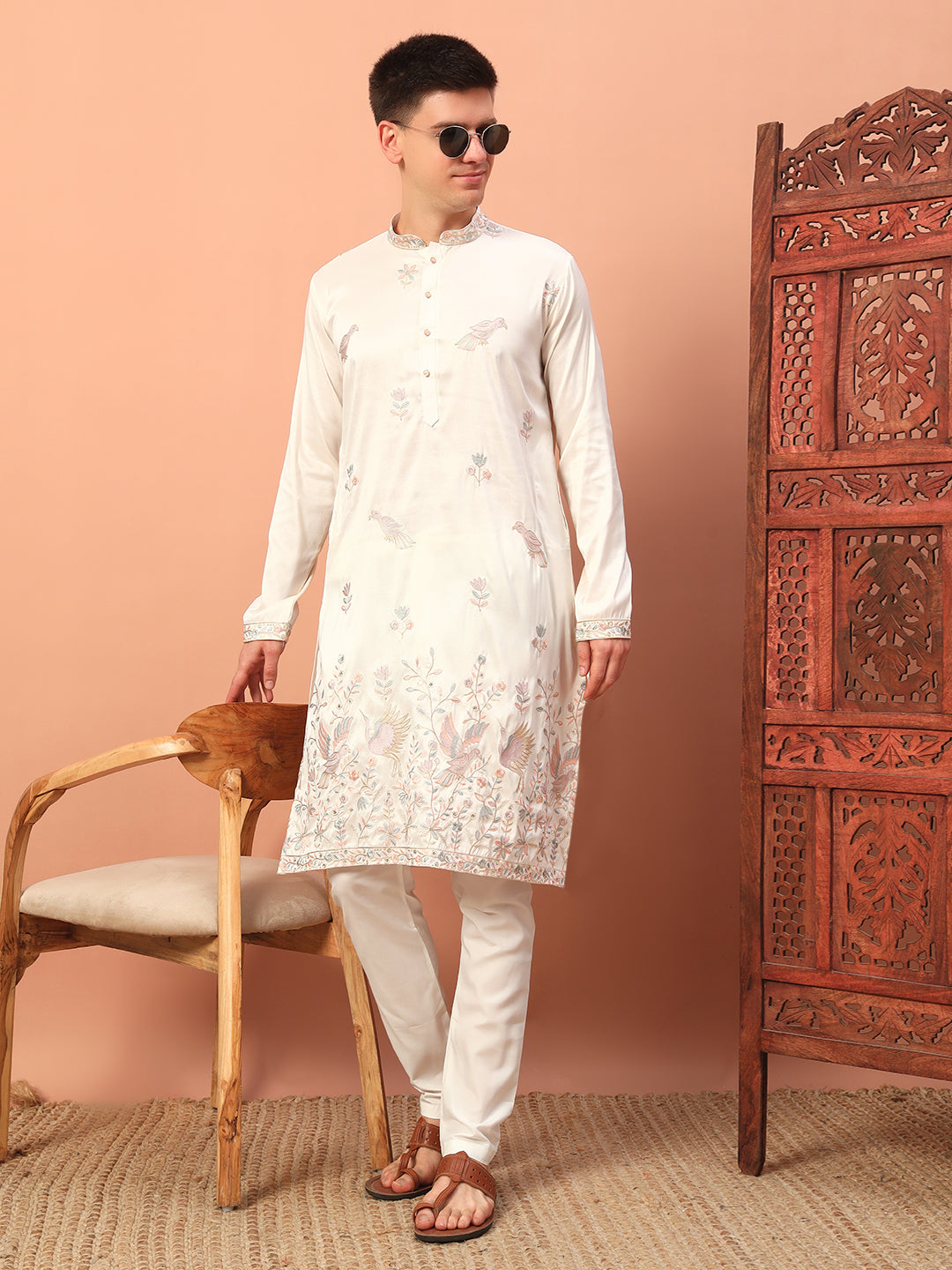 Royal Ivory Heritage Embroidered Men's Festive Kurta