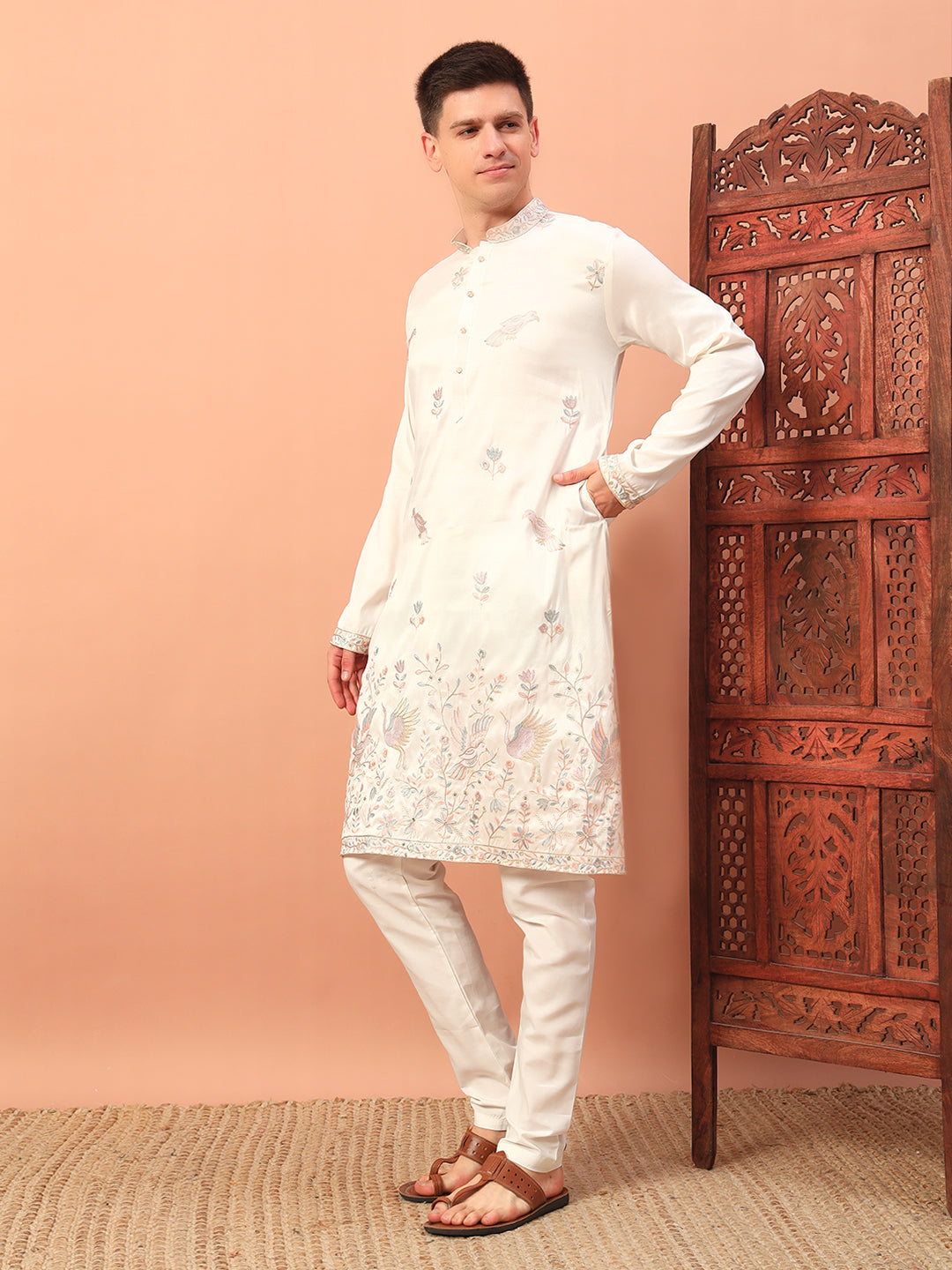 Royal Ivory Heritage Embroidered Men's Festive Kurta